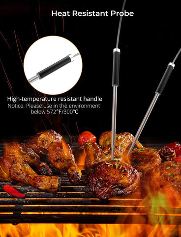 Image of Govee Bluetooth Meat Thermometer, Wireless Meat Thermometer for Smoker Oven, Digital Grill Thermometer with 2 Probes, Timer Mode, Smart LCD Backlight BBQ Thermometer for Cooking Turkey Fish Beef