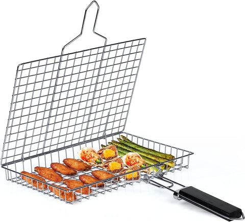 Image of VIGIND Grill Baskets for Outdoor Grill,Detachable Portable Fish Grill Basket for BBQ Grilling,Stainless Steel Camping BBQ Grill Accessories for Seafood,Steak,Vegetables Barbecue