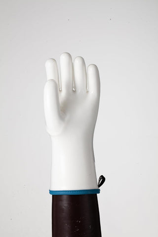 Image of LANON Liquid Silicone Gloves, Heat Resistant Oven Gloves with Fingers, Food Grade, Waterproof, White, Large
