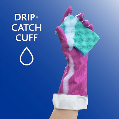 Image of Living Drip-Catch Cuff Gloves, (Medium, 2 Pairs) Premium Protection Reusable Household Gloves