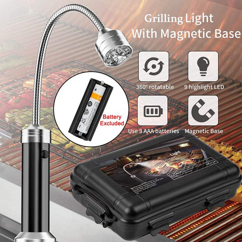 Image of Barbecue Grill Light-Magnetic Base-Super-Bright LED Grill Lights - 360° Degree Flexible Gooseneck- High-Temperature Resistance- Weather Resistant.