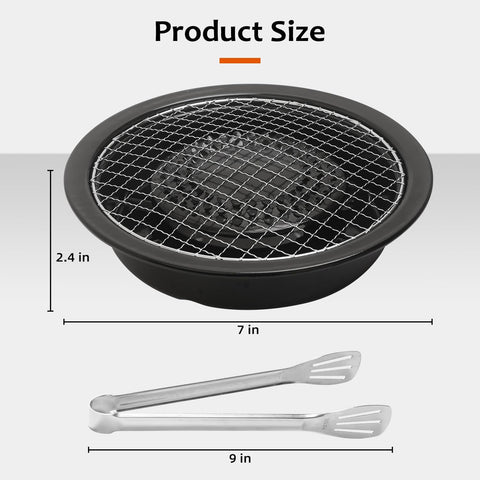 Image of Korean Cookware Aburi Stove Top Grill Pan, Black, Korean BBQ Grill Plate Complete with a Built-In Water Pan Free 304 Stainless Steel Barbecue Tongs (Japan Import)
