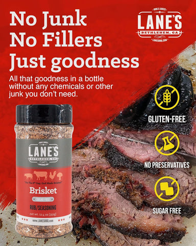 Image of Lane'S Premium Brisket Seasoning - All Natural Brisket Rub for Smoker and Grill | Championship Beef Brisket Rub, Burgers, Steaks | No MSG | No Preservatives | Keto Friendly | Made in the USA | 12.4 Oz