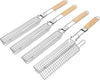 4 Packs 22” Extra Long Stainless Steel Kabob Grilling Baskets with Foldable Handle - Easy Lock 0.4” Mesh Grid Not Falling Out Design Grill Basket Set, Kabob Baskets for Grilling Vegetables, Seafood, Meat