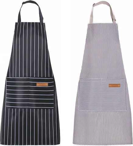 Image of Apron, Adjustable 2 Pack Bib Aprons with 2 Pockets Cooking Kitchen Aprons for Men Women BBQ Outdoors Baking Chef Apron