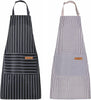 Apron, Adjustable 2 Pack Bib Aprons with 2 Pockets Cooking Kitchen Aprons for Men Women BBQ Outdoors Baking Chef Apron