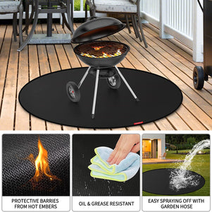 TONAHUTU 36" Fire Pit Mat & under Grill Mat, Deck Patio Protect Mat Heat Resistant Fire Mat for Fire Pit BBQ Mat for under BBQ Oil-Proof & Waterproof, 2-Layer Thickened, Black