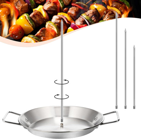 Image of Noamus Vertical Skewer for Grill, Stainless Steel Stand Skewer, Pastor Skewer with Removable 3 Size Spikes (8", 10", 12"), Tacos Gyros-Bbq Grilling Pan Accessory for Smoker Kamado Grill Oven Dishes
