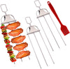 PEOUWNES Skewers for Kabobs, 3PCS 14 Inch 3-Prong Metal Skewers for Grilling, Stainless Steel Skewer, with Push Bar Reusable Metal Skewer, Kabob Sticks, Perfect for Chicken, Meat, Veggies, Sausages
