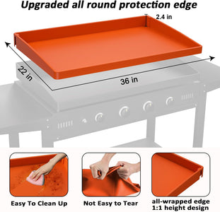 36" Silicone Griddle Mat, Upgrade Full-Edge Griddle Top Covers for Blackstone 36 Inch, All Season Cooking Protective Cover, Protect Griddle from Rodents, Insects, Debris and Rust (Orange)