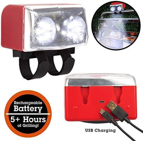Image of Rechargeable BBQ Grill Light - Includes 10 Bright LED Bulbs for Grilling at Night & Adjustable Straps for Any Barbecue - Father'S Day Grilling Gift- Heat Resistant, Weatherproof, Long Lasting Battery