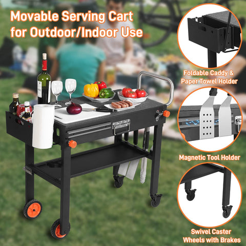 Image of Portable Outdoor Grill Table, Folding Grill Cart Solid and Sturdy, Blackstone Griddle Stand Large Space, Blackstone Table with Paper Towel Holder, Grill Stand for Blackstone Griddle, Ninia Grill Etc.