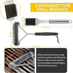 34Pcs Grill Accessories Grilling Gifts for Men, 16 Inches Heavy Duty BBQ Accessories, Stainless Steel Grill Tools with Thermometer, Grill Mats for Backyard, BBQ Gifts Set for Men Women