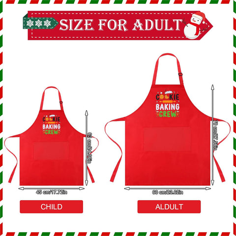 Image of 4 Pack Christmas Matching Aprons Christmas Baking Crew Kitchen Apron for Family Cooking Baking