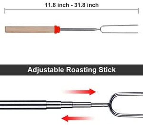 Image of 8Pack Marshmallow Roasting Sticks Extendable 32Inch Long Metal Barbecue Skewers for Grilling Set,Telescoping Smores BBQ Forks, Fire Pit Sticks for Hot Dogs,Camping,Bonfire