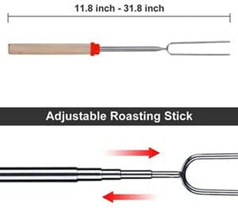 8Pack Marshmallow Roasting Sticks Extendable 32Inch Long Metal Barbecue Skewers for Grilling Set,Telescoping Smores BBQ Forks, Fire Pit Sticks for Hot Dogs,Camping,Bonfire