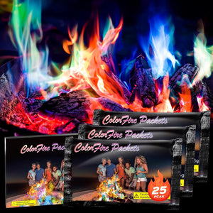 25 Pack Colorful Flames Color Fire Packets Fire Pit for Campfire,Fire Color Packets Camping Accessories for Kids & Adults,Outdoor Fire Changing Cosmic Flame Powder. (25 Packets)