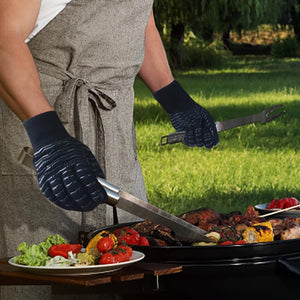 Grill Gloves, BBQ Gloves 1472°F Heat Resistant Fireproof Gloves, Kitchen Non-Slip Silicone Oven Mitt, Safe Hot Protection Extra Long Gloves for Grilling Cooking Barbecue Outdoor Camping Smoker