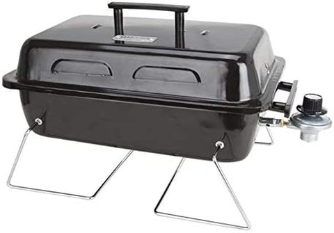 Image of Duke Grills Omaha Go Anywhere Portable Gas Grill - Mini BBQ Propane Grill for Camping, RV, Tailgate - Cooks 8 Hamburgers at Once - Long Life Steel - Foldable Legs