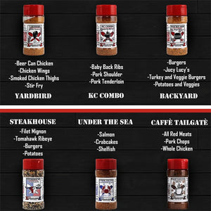 THE TAILGATE FOODIE Rare Pitmaster Gourmet Seasonings | 8 Pc Grill Essentials Gift Set | 6 Secret Competition BBQ Spice Blends for Ribs, Pork, Brisket, Chicken, Fish, Steak **Great Christmas Gift**