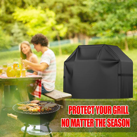 Image of BBQ Grill Cover, Waterproof, Weather Resistant, Rip-Proof, Anti-Uv, Fade Resistant, with Adjustable Velcro Strap, Gas Grill Cover for Weber,Char Broil,Nexgrill Grills, Etc. 58 Inch, Black