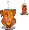 Upgraded Vertical Skewer Turkey Fryer Stand Kit, BBQ Turkey Fryer Accessories Poultry Turkey Hanger Chicken Rack for Grill Meat Spit Stainless Steel (With 1 Base,3 Skewers, and 2 Chicken Hangers)