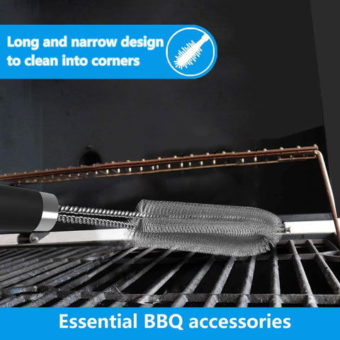 Image of Grill Brush BBQ Accessories 18 Inch Rolling Grill Cage Brushes Barbecue Cleaning Tools Stainless Steel Wire Brushes Ourdoor Grill Cleaner Suitable for Barbecue Net Blackstone Grill (18”1Pcs)