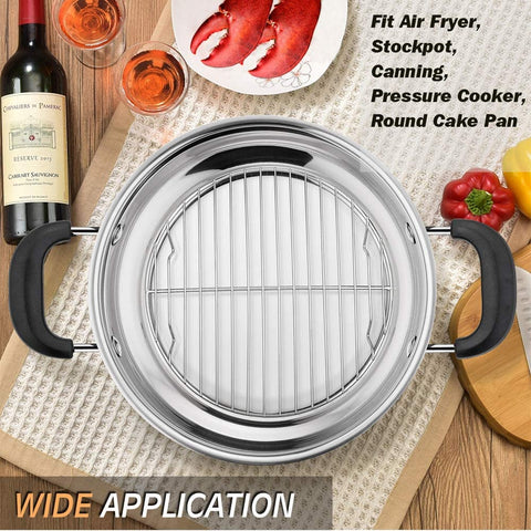Image of P&P CHEF round Cooking Rack, 3 Pcs (7½” & 9” & 10½”), Baking Cooling Steaming Grilling Rack Stainless Steel, Fits Air Fryer/Stockpot/Pressure Cooker/Round Cake Pan, Oven & Dishwasher Safe