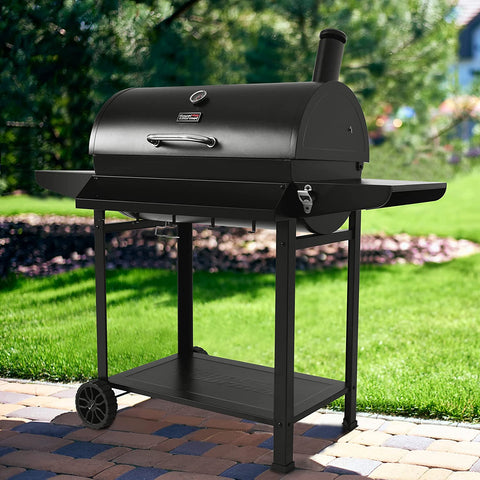 Image of CC1830T 30-Inch Barrel Charcoal Grill with Front Storage Basket, Outdoor Backyard BBQ Party Cooking Grill with 627 Sq. In. Cooking Area, Black