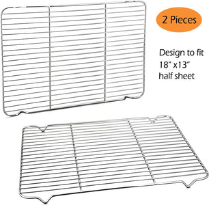 Baking Rack Cooking Rack Set of 2-16.6''X11.6'', P&P CHEF Stainless Steel Wire Cooling Drying Roasting Rack, Fits Half Sheet Cookie Pans, Commercial Quality, Oven & Dishwasher Safe