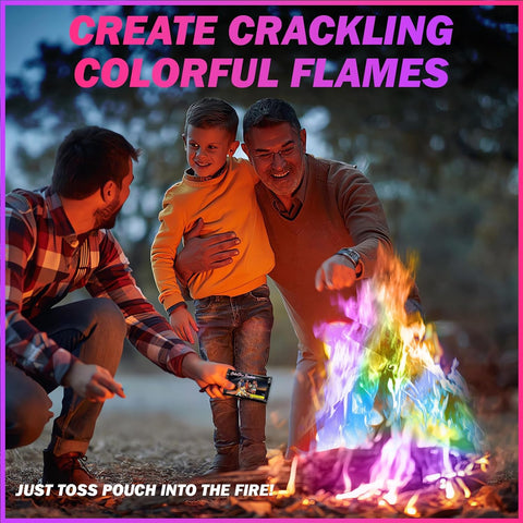 Image of 25 Pack Colorful Flames Color Fire Packets Fire Pit for Campfire,Fire Color Packets Camping Accessories for Kids & Adults,Outdoor Fire Changing Cosmic Flame Powder. (25 Packets)