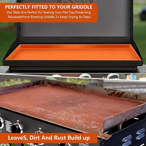 Image of 36 Inch Silicone Griddle Pad for Blackstone 36 Inch Griddle, Heavy Duty 100% Food Grade Silicone Griddle Cover Protects Your Griddle Year round from Dust, Leaves, Rodents and Rust (Orange)