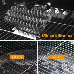 18Inch Grill Cleaning Brush Bristle Free - Ideal BBQ Grill Accessories Gift for Christmas - Safe BBQ Cleaning Grill Brush with Extra Wide Scraper - BBQ Brush for Gas/Charcoal/Porcelain Grill