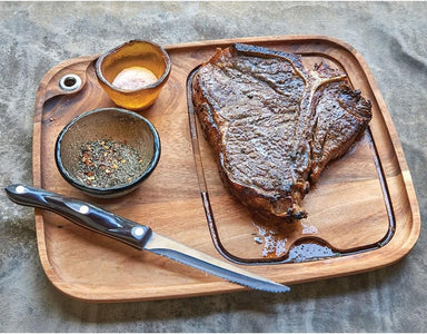 Western Z Branding Iron for Steak, Buns, Wood & Leather | Includes Redwood Plank & Wood Steak Plate