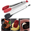 26Cm Silicone Food Tong Stainless Steel BBQ Grilling Tong Salad Cake Dessert Serving Food Tongs Barbecue Clips Kitchen Tool