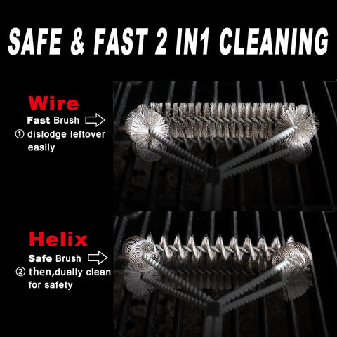 Image of Grill Brush Bristle Free & Wire Combined BBQ Brush - Safe & Efficient Grill Cleaning Brush- 17" Grill Cleaner Brush for Gas/Porcelain/Charbroil Grates - BBQ Accessories Gifts for Men