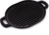 Cast Iron Grill, 12.42”X10.21” Non-Stick Grilling Surface, Deep Grill Ridges, Pre-Seasoned, Stay-Cool Silicone Handles, Easy-To-Clean, Oven Safe, Stovetop, BBQ, Fire & Smoker, Induction-Ready