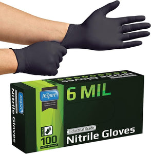 Black Nitrile Gloves | HEAVY DUTY 6 Mil Nitrile the ORIGINAL Nitrile Medical Food Cleaning Disposable Gloves