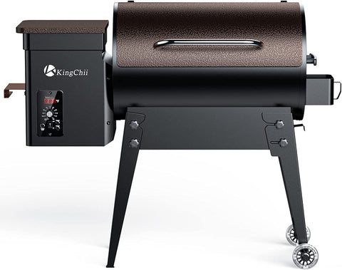 Image of 2023 Upgrade Portable Wood Pellet Grill Multifunctional 8-In-1 BBQ Grill with Automatic Temperature Control Foldable Leg for Backyard Camping Cooking Bake and Roast, 456 Sq in Bronze