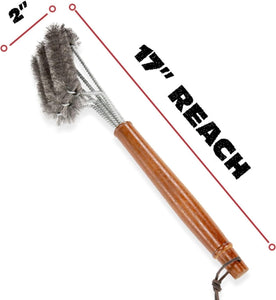 All Angles BBQ Grill Brush for Outdoor Grill – Cleans All Angles, Large Wooden Handle, and Stainless Steel Bristles - BBQ Brush for Grill Cleaning – Grill Cleaner Brush Safe for BBQ and Grill