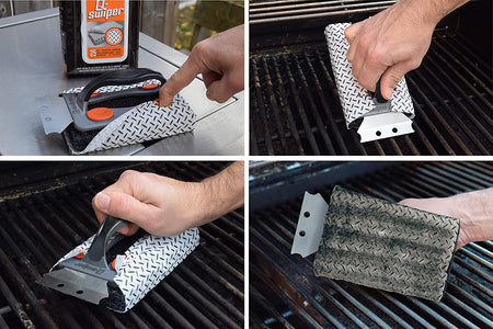 Q-Swiper BBQ Grill Cleaner Set - 1 Grill Brush with Scraper and 80 BBQ Grill Cleaning Wipes | No Bristles & Wire Free | Safe Way to Remove Grease and Grime for a Clean and Healthy Grill!