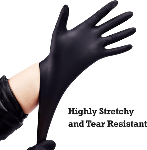 Image of Disposable Nitrile Exam Gloves, 6-Mil, Black, Heavy Duty Disposable Gloves, Cooking Gloves, Latex Free, Powder Free