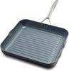 Paris Pro Hard Anodized Healthy Ceramic Nonstick, 11" Square Grill Pan, Pfas-Free, Dishwasher Safe, Grey