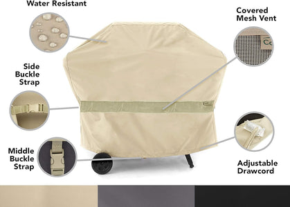 Covermates Grill Cover – Weather Resistant Polyester, Adjustable Drawcord, Mesh Vent, Grill and Heating-Khaki