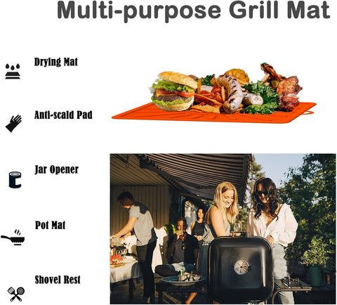 Image of Grill Mat, Side Shelf Mat for Blackstone, Silicone Grill Pad for Outdoor Grill Kitchen Counter, Food Grade Griddle Mat, BBQ Grill Mats, Baking Mats, Grill Prep Trays, Hot Pads
