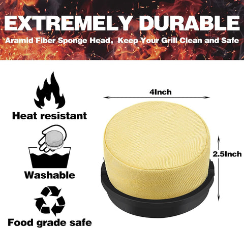 Image of YBW Replacement Grill Brush Head, Bristle-Free Sponge Brush Head for Safe and Effective BBQ Cleaning
