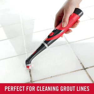 Reveal Cordless Battery Power Scrubber, Gray/Red, Multi-Purpose Scrub Brush Cleaner for Grout/Tile/Bathroom/Shower/Bathtub, Water Resistant, Lightweight, Ergonomic Grip (1839685)