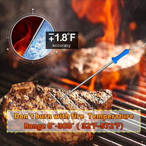 Image of Wireless Remote Digital Meat Thermometer Bluetooth Kitchen Thermometer with 4 Temperature Probes Waterproof Design 500FT Range for Grilling Oven Food Smoker Thermometer (51)