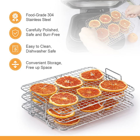 Image of Air Fryer Rack, Multi-Layer Dehydrator Rack Accessories Compatible with Ninja Foodi Grill XL FG551 IG601 IG651