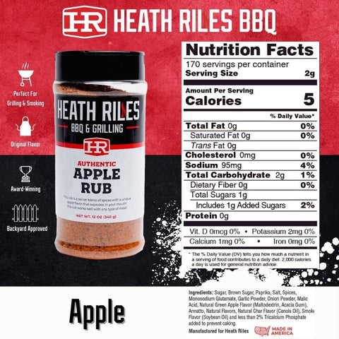 Image of Heath Riles BBQ Apple Rub Seasoning, Champion Pitmaster Recipe, Shaker Spice Mix, 12 Oz.